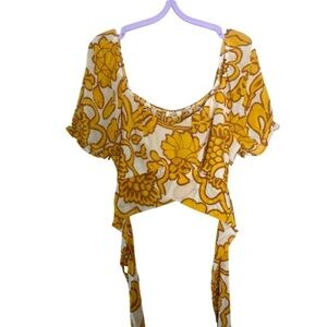 PEACH golden yellow top back waist tie closure